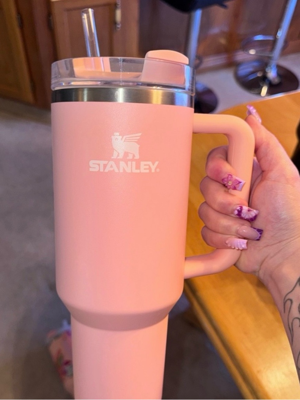 Stanley Pink Travel Tumbler with Handle